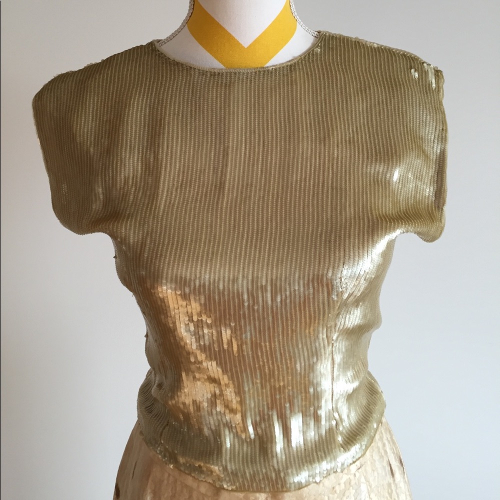 Vintage Oscar De la Renta liquid gold top